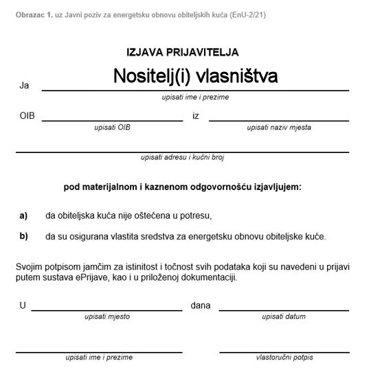Prijavni obrazac za energetsku obnovu